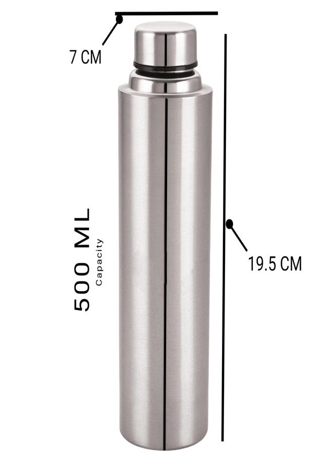 STEEPLE Stainless Steel Water Bottle, Leak Proof for Office, Gym, Home, Kitchen, Hiking, Trekking, Travel - 500 ml, Set of 3, Silver - Image 3